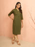 Women's Mehendi Green Embroidered Cotton Kurta